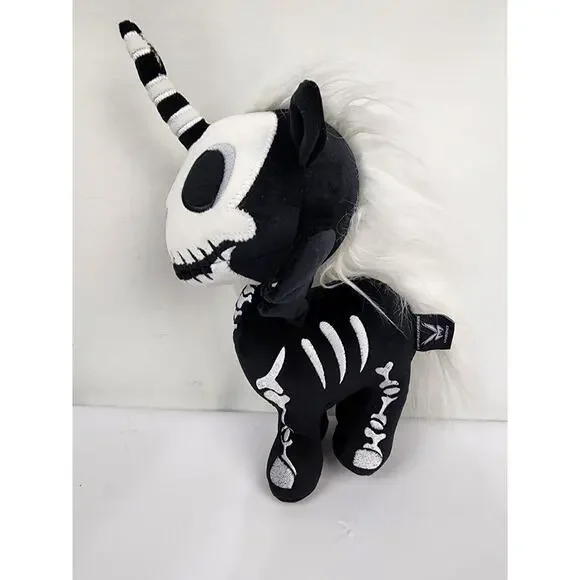 VampireFreaks Unibones 12" Plush Black & White Skeleton Unicorn Goth - Picture 3 of 7